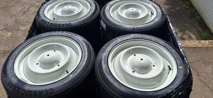 Nieuw op website - Pakket 4 Wielen met imitatie Michelin 125/15 2CV.Dyane.Mehari.Ami