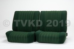 Compleet stoffen Pallas interieur, met deurpanelen, brede hoofdsteunen en middenarmsteun, klaar voor montage in de auto. Met inruil van de oude stoelen en achterbank. Groen stof